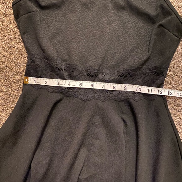 Wild Daisy Fairycore Goth Grunge Whimsigoth Black Lace Embossed Skater Dress - Picture 6 of 10